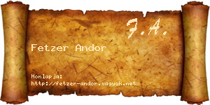 Fetzer Andor névjegykártya